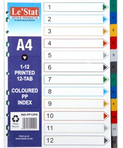 Index Divider PP 1-12 Printed