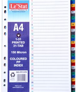 Index Divider PP 1-20 Printed